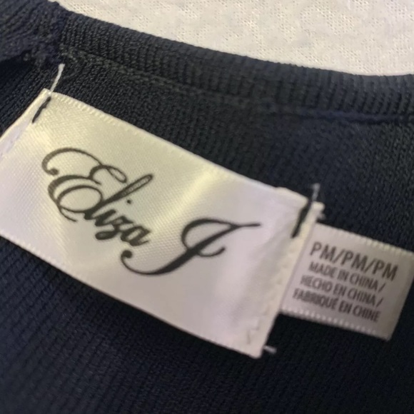 ELIZA J Bell Sleeve W/Mesh inserts Black PM Dress - Picture 3 of 8